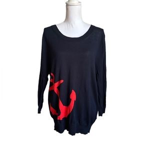 J. Crew Cotton Anchor Crewneck Sweater Size XL